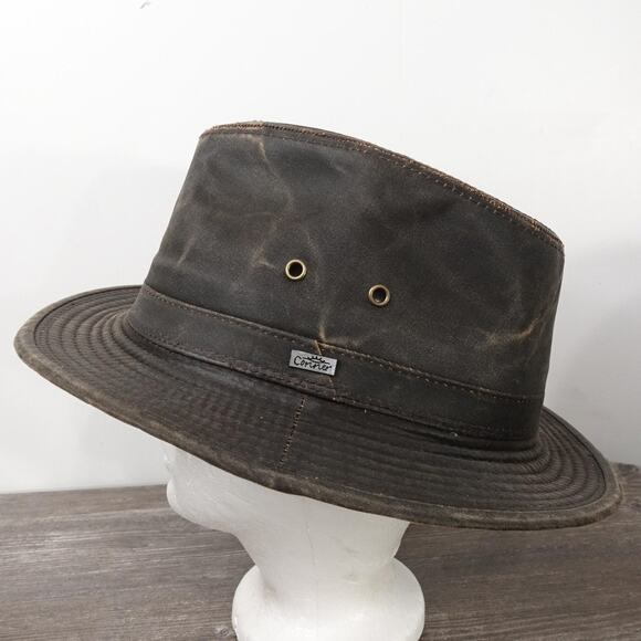Conner Hat Outback Fitted Mens XXXL Brown Weathered Cotton Safari Outdoor WAXED - Picture 3 of 10
